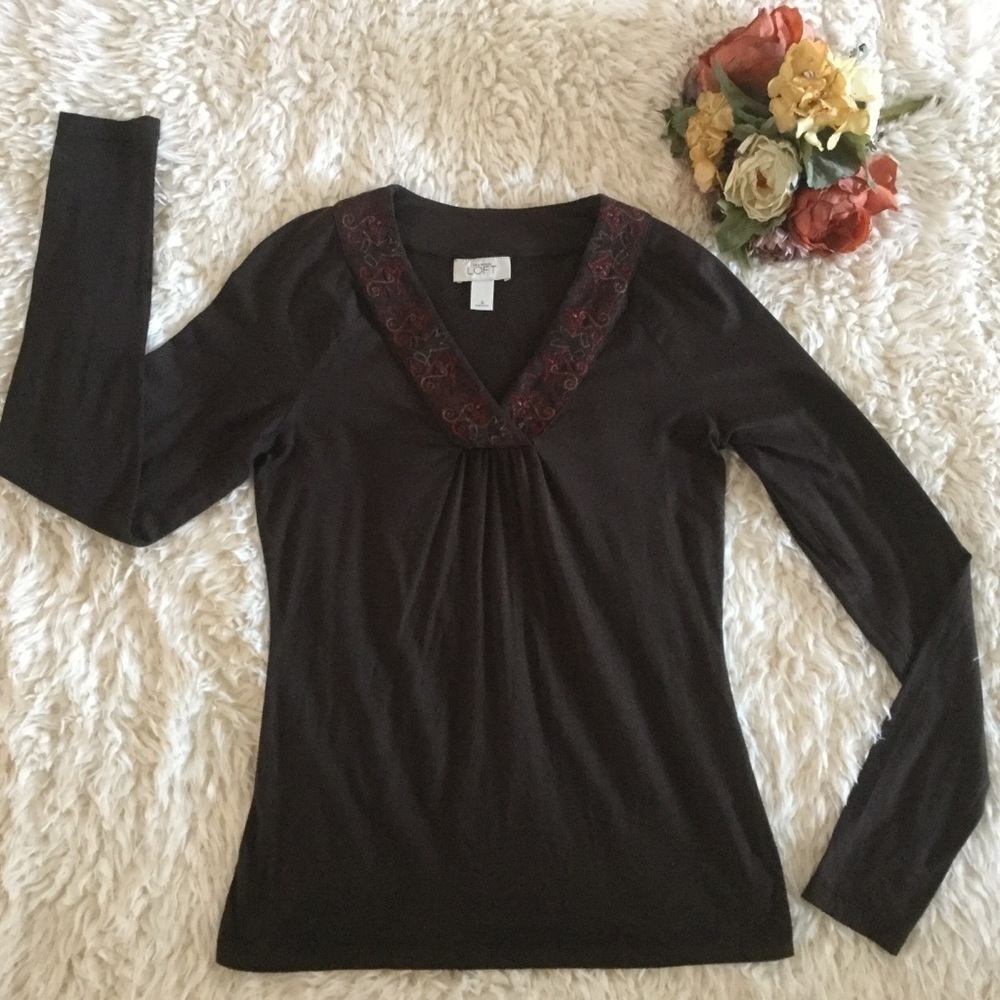 Loft Embriodered Collar Blouse
